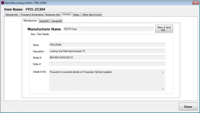 Detailed Info about the Item (Manufacturer)